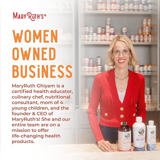 MaryRuth Organics Liquid Multivitamin+Hair Growth | Biotin 10000mcg | Lustriva Hair Growth Supplement | Clinically Tested in Women for Thicker Hair&Facial Wrinkle | Skin Care | Ages 18+ | 15.22 Fl Oz