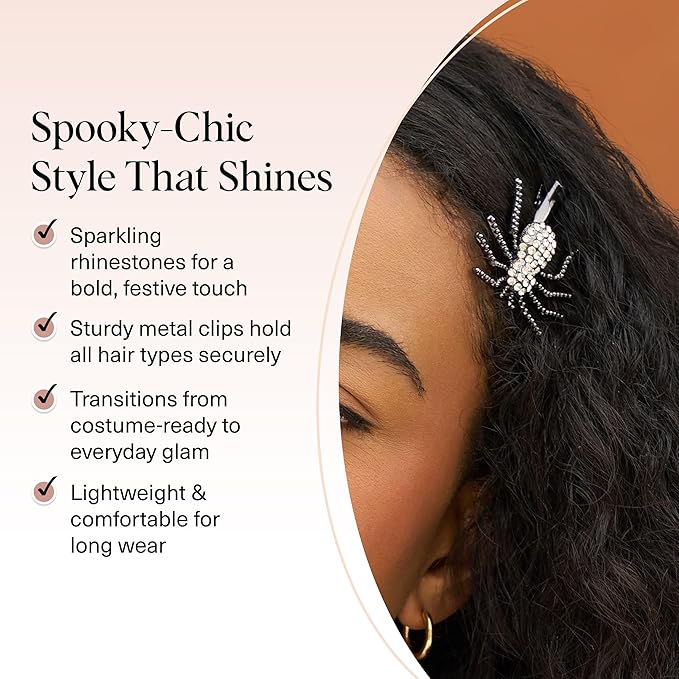 Kitsch Spider Hair Clips for Women – Rhinestone Hair Accessories with Strong Grip | Sparkly Barrettes for Styling & Everyday Hairstyles | Ideal Gifts for Women - 2 Pcs