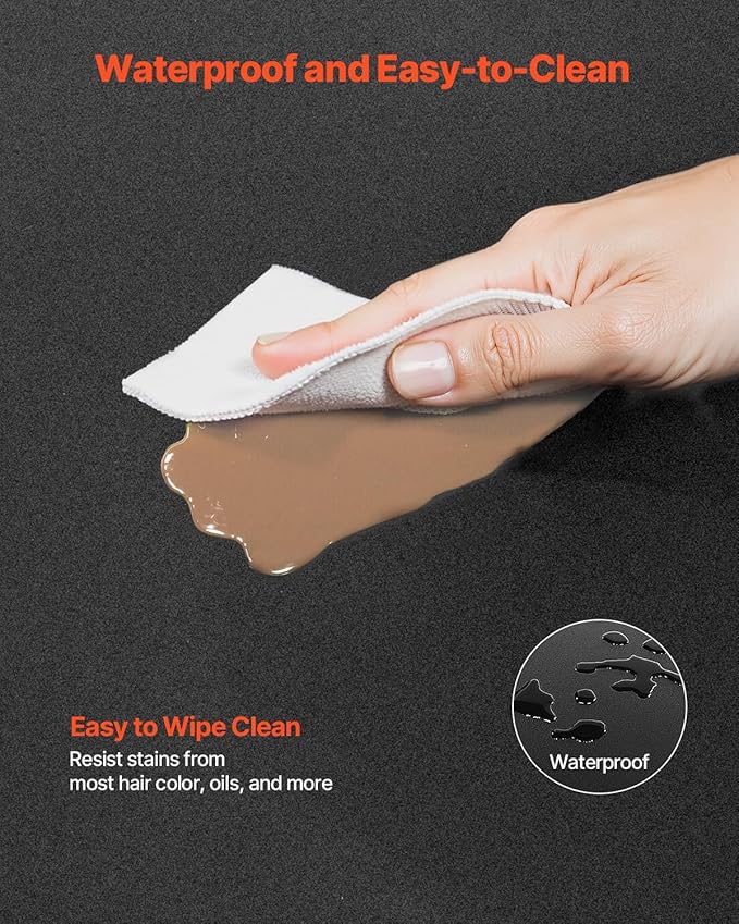 VEVOR Salon Mat for Hair Stylist, 3 x 5 FT Semi-Circle Salon Chair Mat, 1/2-inch Thickened Anti Fatigue Barber Shop Floor Mat with Round Cut Out, Easy-to-Clean PVC Surface & Anti-Trip Beveled Edges