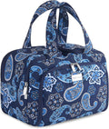 TOPDesign Travel Toiletry Bag for Women, Puffer Large Toiletry Bag, Lightweight Cosmetic Makeup Organizer with Handle for Traveling, Accessories, Essentials, Toiletries (Bandanna)