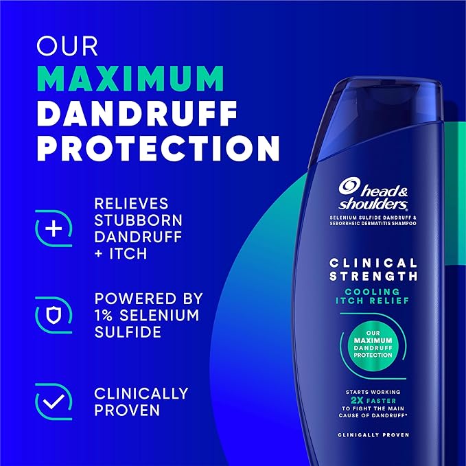 Head & Shoulders Anti-Dandruff Shampoo, Clinical Strength Intensive Itch Relief Twin Pack, 1% Selenium Sulfide, Seborrheic Dermatitis Relief, Itch Relief, 13.5 fl oz Each