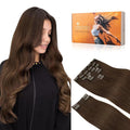 DOORES Hair Extensions Real Human Hair, Chocolate Brown 150g 9pcs 24 Inch, Hair Extensions Clip in Remy Hair Extensions Clip in Human Hair Natural Hair Extensions Straight Thick Hair Extensions