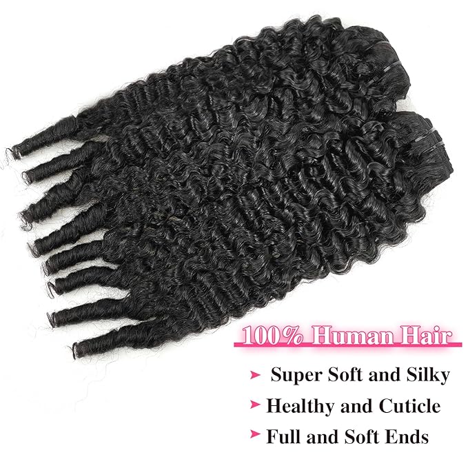 16 inch Burmese Curly Clip ins Human Hair Extensions #1B Natural Color Burmese Curly Clip in Hair Extensions For Women Brazilian Virgin Clip on Hair(16 Inch)