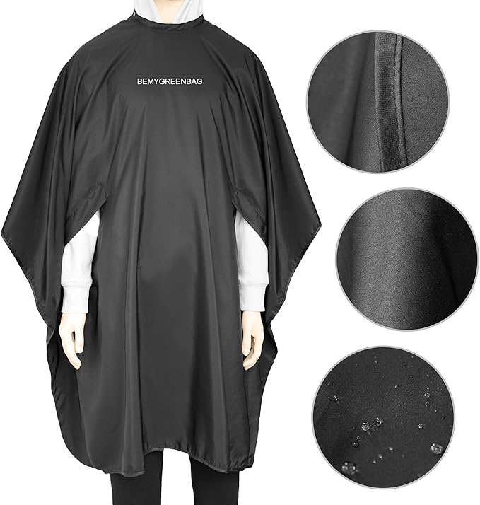Waterproof Hairdresser Cutting Cape Lightweight with Two Slots Salon Cape Adjustable Neck Part for Adults and Youth