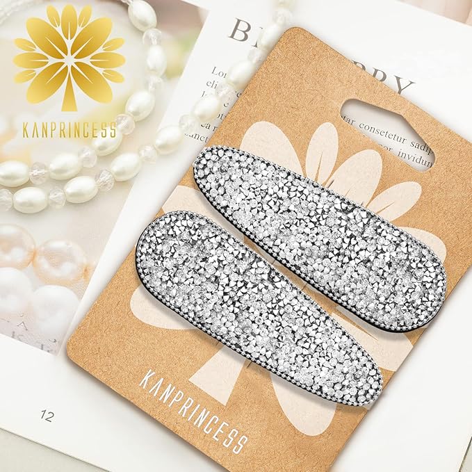 2PCS Rhinestone Hair Clips,Snap Hair Accessories,Decorative Hair Clips,Rhinestone Barrettes For Women Girls(SET20)