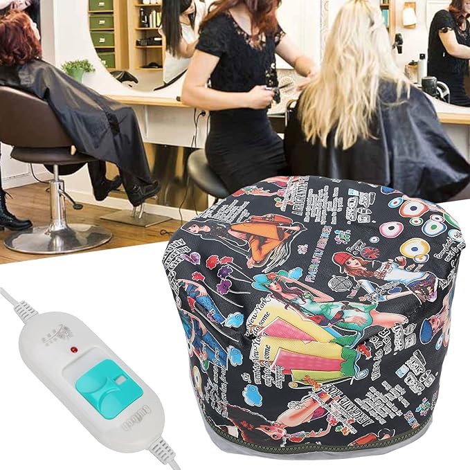 Electric Hair Cap, Thermal Steamer Treatment Spa Cap Nourishing Hat Adjustable Temperature Control Soft Bonnet Beauty Hooded Attachment Moisturize Nourish Repairs Dry Steam Personal Care for Home Use