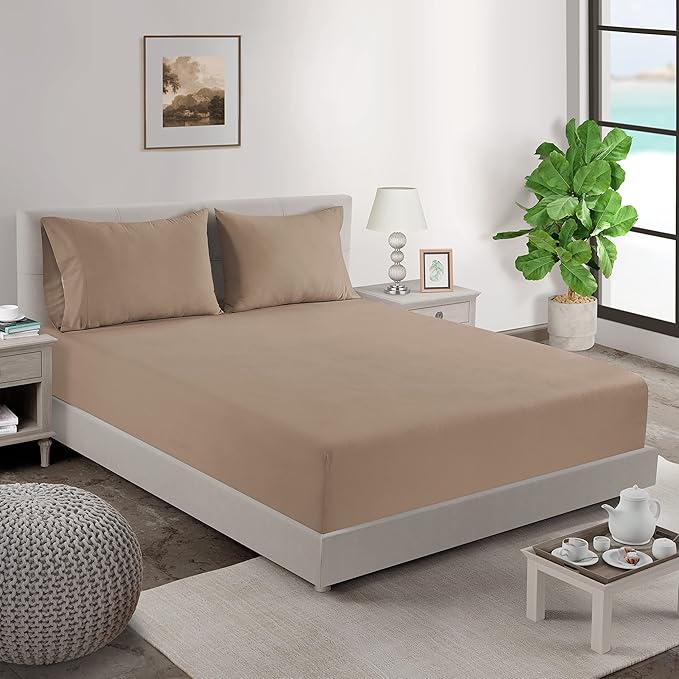 Lane Linen 100% Organic Cotton King Size Pillow Cases Set of 2 (20''x36'') Pillow Cases King Size Certified Organic Cotton Pillowcases King Pillow Cases Set of 2 Brown Pillow Cases Taupe