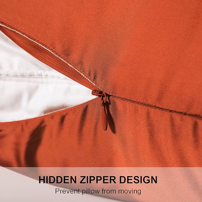 Mulberry Silk Pillowcase for Hair and Skin,King Size Cooling Silk Pillow Case with Hidden Zipper,Allergen Proof Dual Sides Soft Breathable Smooth Silk Pillow Cover for Women(King,Orange)