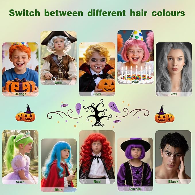 Green Temporary Hair Color Spray for Kids, Instant Colored Hair Dye Alternative for Girls Boys Teens Women Men, Disposable Washable, Quick Styling for Party Cosplay Christmas Halloween, 150ml