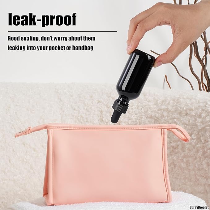 48 Pcs, 2oz Glass Dropper Bottle, Leakproof Tincture Bottles with Dropper, Black Reusable Eye Dropper Bottle, for All Kinds of Liquids (Black,2oz-48pcs)
