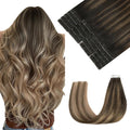 Pinkpearl Invisible Tape in Hair Extensions Human Hair, 20pcs 16inch 45g #2/6/18 Balayage Dark Brown to Chestnut Brown and Ash Blonde Injection Tape in Extensions Real Remy Human Hair Injected