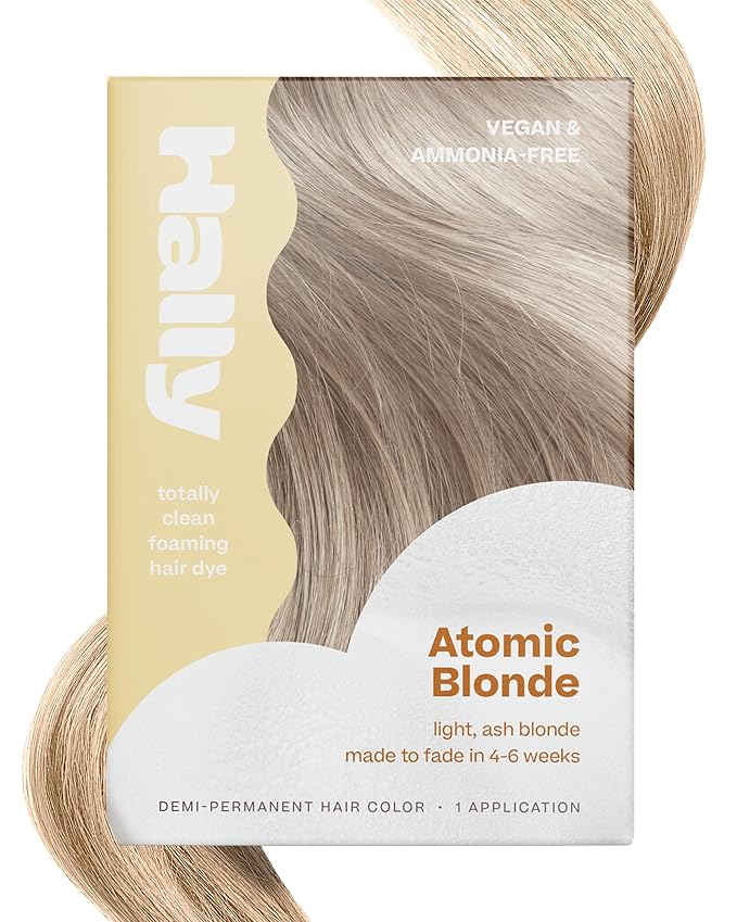 Hally Hair Color Cloud Hair Dye (Atomic Blonde) - Demi-Permanent Foam Hair Color for Women & Men - Mess-Free & Long-Lasting Hair Dye Kit, Hair Coloring Products Wash Out in 4-6 Weeks, Vegan