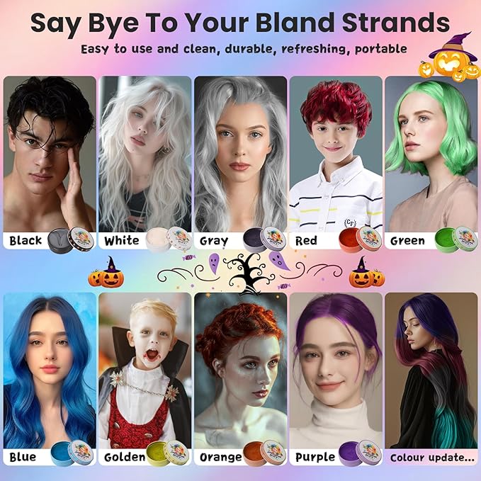 Temporary Silver Gray Hair Color Wax for Kids, Women Men Colored Hair Styling Mud, Girl Boy Teens Washable Gray Style Dye, DIY Instant Hair Coloring Gel Cream for Cosplay Halloween Children's Day