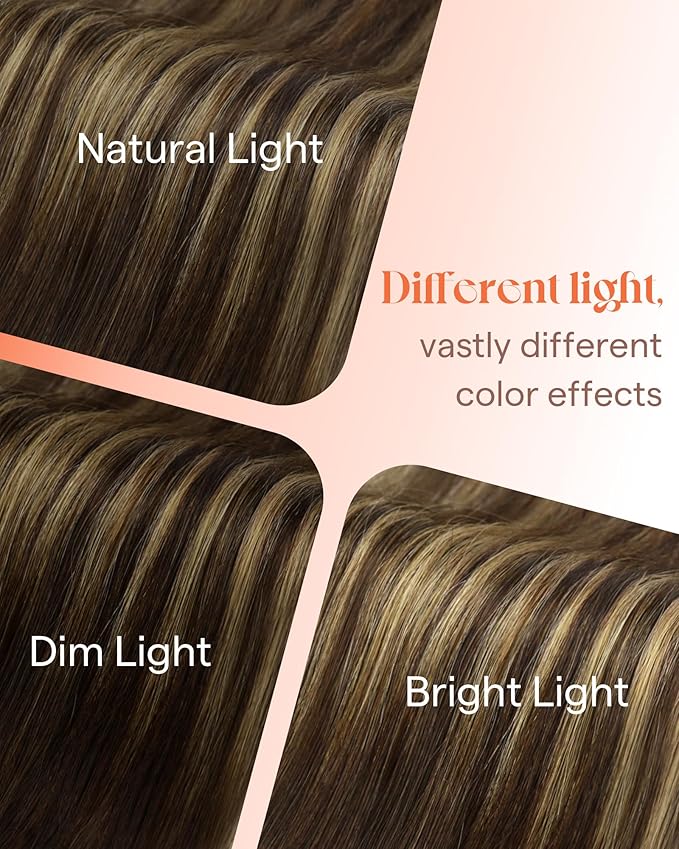 Sunny Hair Tape in Hair Extensions Real Human Hair Invisible Remy Hair Extensions Tape ins for Women Dark Brown Ombre Caramel Blonde Balayage 20 inch 25G