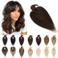 SEGO Hair Toppers for Women Real Human Hair With Bangs, 7 * 13CM Silk Base 100% Remy Human Hair Clip in Top Wiglet Hairpieces Add Volume //12 Inch Dark Brown