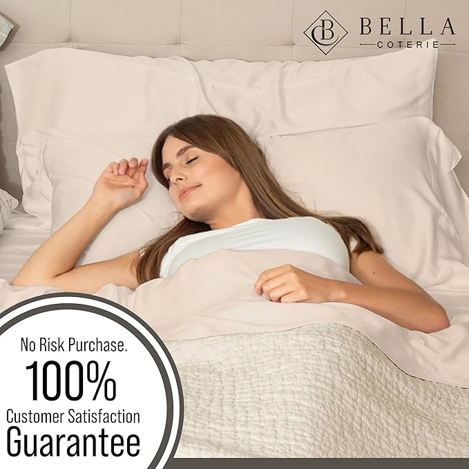 Bella Coterie | Luxury Bamboo Viscose Queen Size Pillowcase Set | 100% Organically Grown | Ultra Soft | Cooling | 2 Pcs [Champagne]