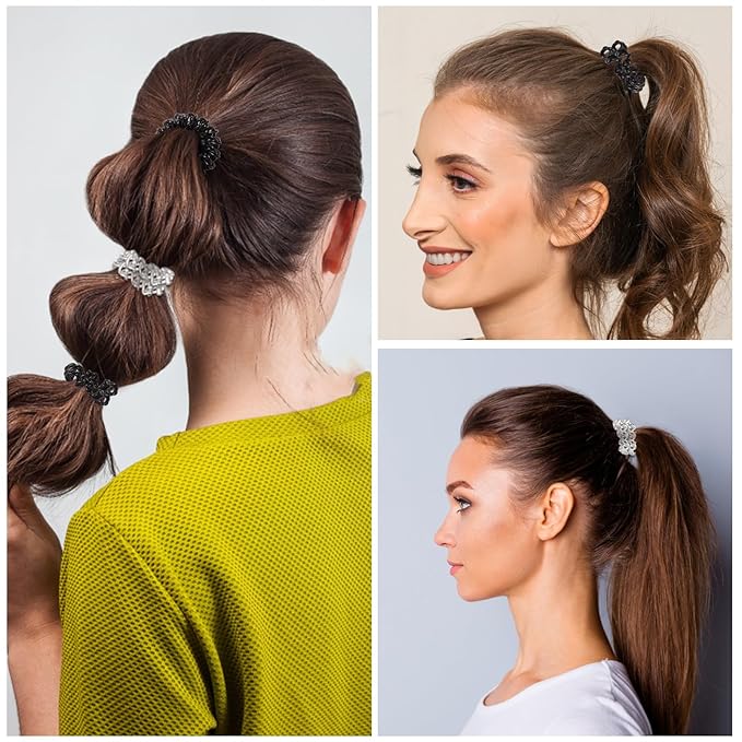 Upgraded Version Spiral Hair ties for Women, No Crease Clear Coil Hair Ties Spiral Ponytail Holders Scrunchies, Hair Coils/Phone Cord Hair Ties for Thin Hair/Soft Elastic. (8,Transparent)