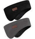 Winter Ear Warmer Headband for Men Women Double-Layer Knit Ear Muffs Cover with Fuzzy Lining for Running and Cycling (Black, Dark Grey, One Size)