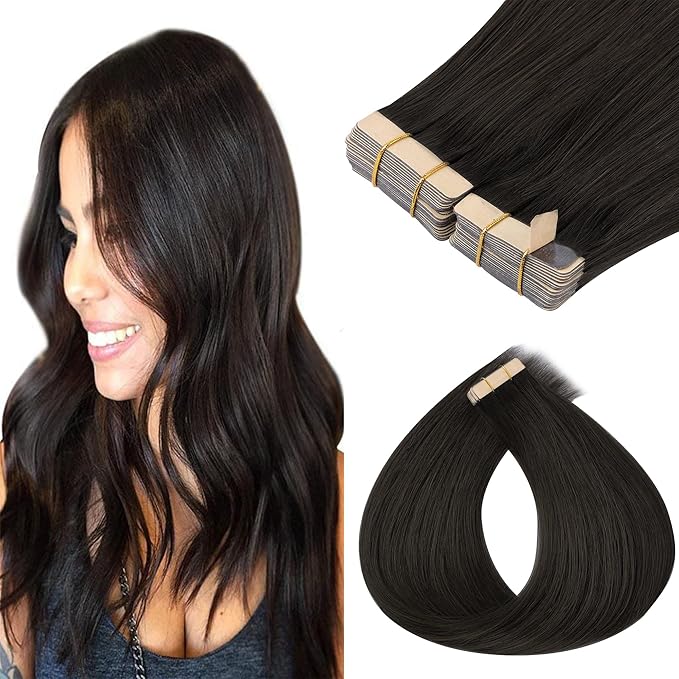 GOO GOO Tape in Hair Extensions Human Hair, 2 Dark Brown, 10inch 60g 40pcs, Skin Weft Seamless Invisible, Silky Straight with Thick Ends, Remy Human Hair