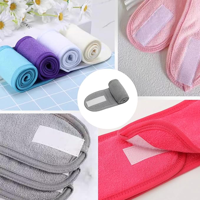 4 Pack Adjustable Makeup Headbands – Non-Slip Spa & Facial Hair Wrap, Washable Headband for Shower, Yoga, Gym, Salon & Home Use (Fits All),HZFD-BB
