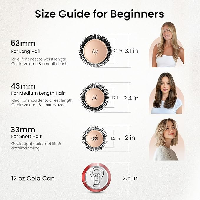 AIMIKE Round Hair Brush, 2.1 inch Nano Ion Thermal Ceramic Tech, Large Round Brush for Blow Drying & Styling, Maximum Volume and Shine, Barrel 2.1 inch, for Thick Curly Hair, Unisex
