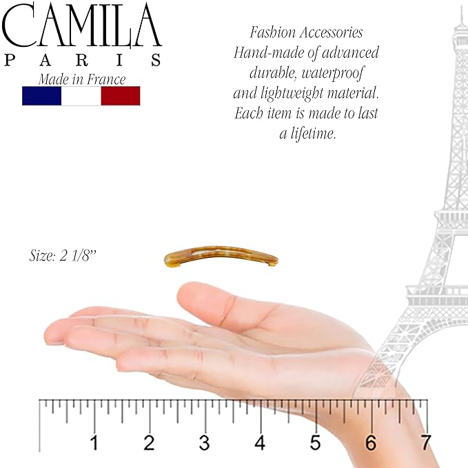 Camila Paris CP3092 French Hair Barrettes Clips, Snap Hair Slides Clic Clac for Women, Styling Girls Side Slide-in Metal Snap Pin Hair Accessories for Women. Strong Hold, No Slip Grip, Made in France