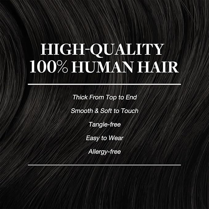 GOO GOO Clip in Hair Extensions Real Human Hair, Remy Human Hair Extensions Clip ins for Women, Natural Human Hair, 22inch 220g 9Pcs, #1B Natural Black