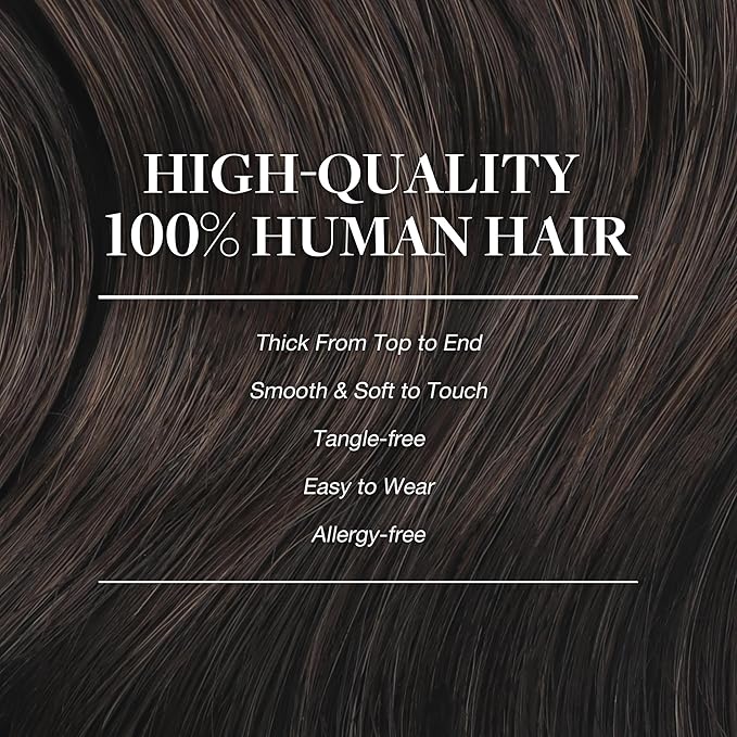 GOO GOO Clip in Hair Extensions Real Human Hair, Remy Human Hair Extensions Clip ins for Women, Natural Human Hair, 14inch 150g 9Pcs, 2 Dark Brown