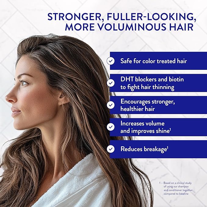 Routine Wellness Anti-Thinning Shampoo for Thinning Hair - Biotin DHT Blocker Women & Men - Color Safe Shampoo for Hair Loss & Healthy Hair - Unscented 14oz (Pack of 2)
