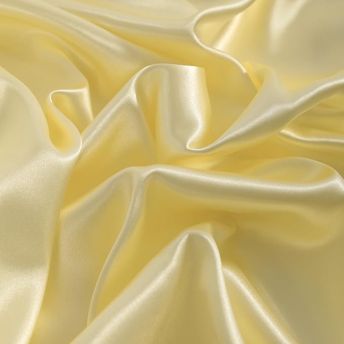 NTBAY 2 Pack Satin Standard Pillowcases for Hair and Skin, Luxurious and Silky Pillow Cases with Envelope Closure, 20x26 Inches, Light Yellow