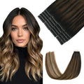 Pinkpearl Invisible Tape in Hair Extensions Human Hair, 20pcs 18inch 50g #1B/4/27 Balayage Natural Black to Chocolate Brown and Caramel Blonde Injection Tape in Extensions Remy Human Hair Injected