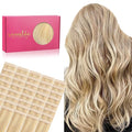 WENNALIFE Tape in Hair Extensions Human Hair, 40pcs 100g 14 inch Light Blonde Highlighted Golden Blonde Hair Extensions Real Human Hair Straight Tape in Extensions Invisible Human Hair Extensions