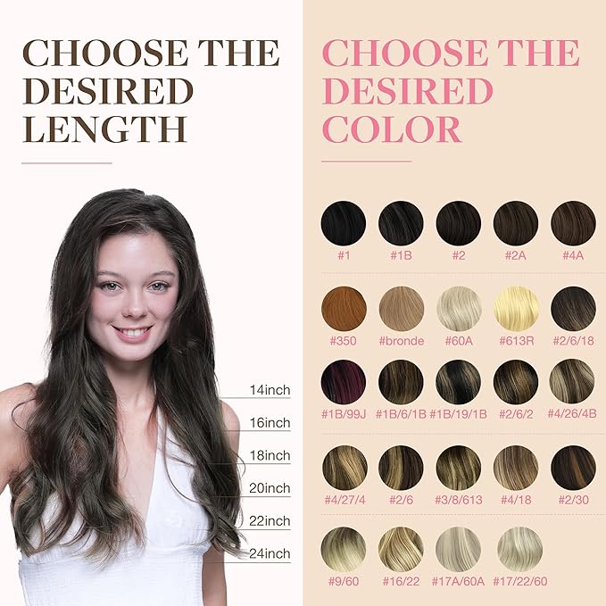 GOO GOO Tape in Hair Extensions Human Hair, 1C Mocha Brown, 26inch 120g 40pcs, Skin Weft Seamless Invisible, Silky Straight with Thick Ends, Remy Human Hair