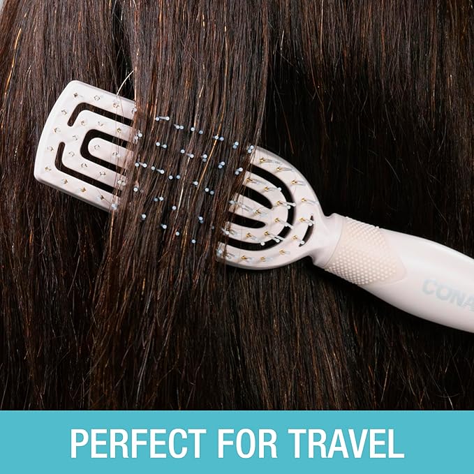 Conair Scalp Care Detangling hairbrush 2pk - Fullsize +Travel Hair Brush - Scalp Massager - hairbrushes for women & men - detangler for all lengths and types - can use wet or dry - Grey Luxe