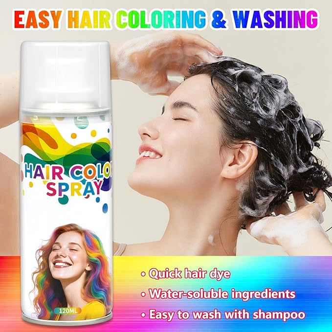 White Temporary Hair Color Spray - Washable & Natural One-Time Use Hair Wax for Women & Kids & Adults - Strong Hold for Halloween, Cosplay, Party, Washes Out Easily