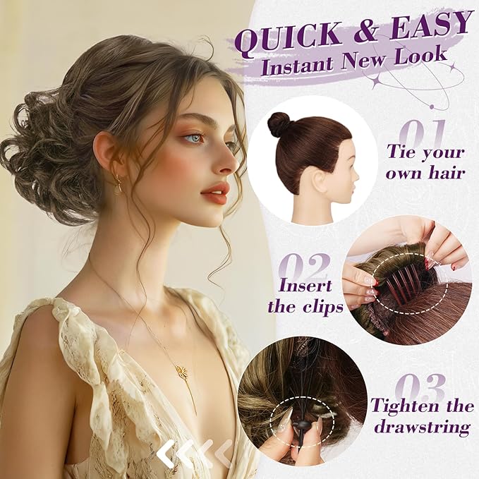 BARSDAR Short Brown Ponytail Extension - 10 Inch Wavy Drawstring Ponytail Hair Extensions for Women - Synthetic Comb Clip on Ponytail Hairpieces Fake Pony Tails Daily - Brown