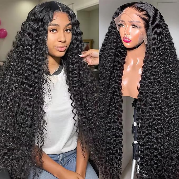 13x6 HD Deep Wave Lace Front Wigs Human Hair Glueless Wigs Human Hair Deep Wave Wig 28 Inch Lace Frontal Wigs Human Hair Deep Wave Wigs for Women Pre Plucked Curly Wig