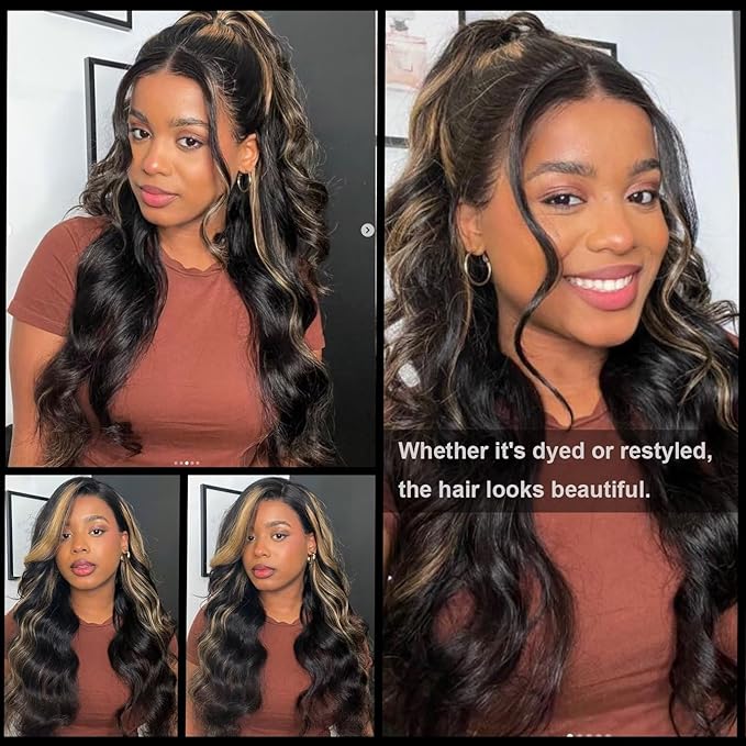 Lemoda Full 13x4 Body Wave Lace Frontal Virgin Human Hair Wigs 210% Density Top 15A HD Transparent Lace Frontal Wig Unprocessed Human Hair Wigs Pre Plucked Natural Hairline 18Inch