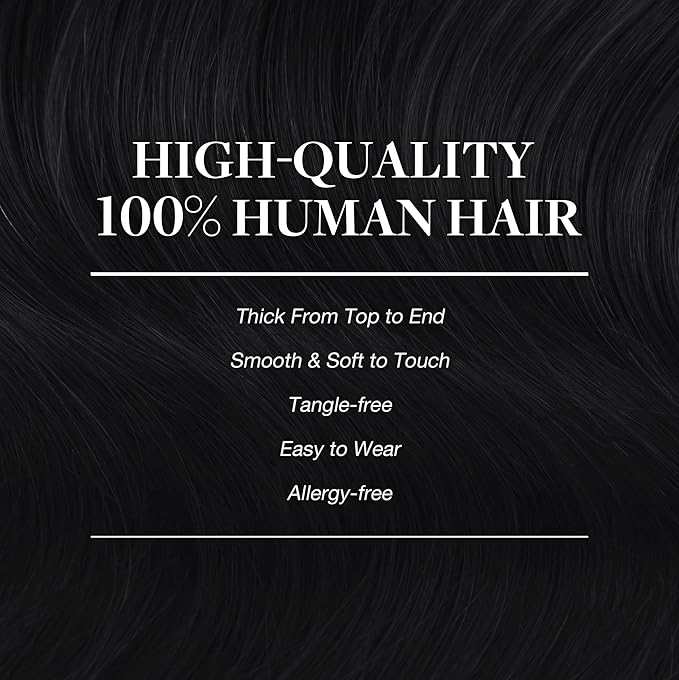 GOO GOO Clip in Hair Extensions Real Human Hair, Remy Human Hair Extensions Clip ins for Women, Natural Human Hair, 16inch 120g 7Pcs, 1 Jet black