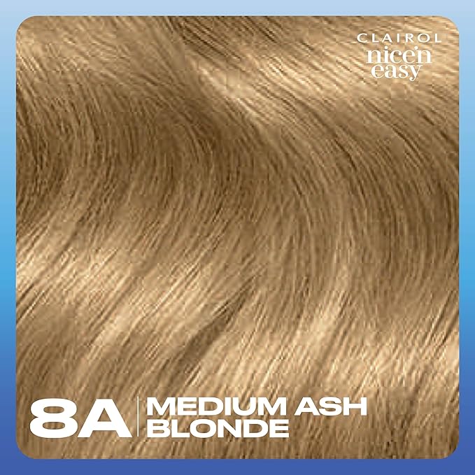 Clairol Nice'n Easy Permanent Hair Dye, 8A Medium Ash Blonde Hair Color, Pack of 1