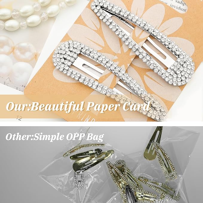 Hair Clips, 2Pcs 3.1Inch Rhinestone, Silver, Hair Accessories, Hair Barrettes for Women Girls Bridal, Wedding, Party, Prom
