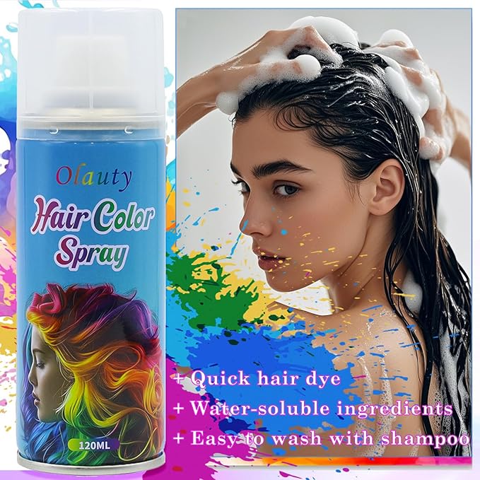 Blue Temporary Hair Color Spray for Kids Women, One-Day Temporary Hair Dye Spray Washable Hair Color Wax Non-Sticky For Cosplay Party DIY, Christmas, Halloween, Crazy Hair Day (Blue)