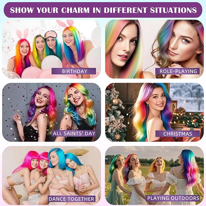 Purple Hair Spray, Temporary Hair Color Spray for Women, Men, Kids, One-Time Use Washable Hair Dye, Natural Hair Color Wax for Christmas, Hallowen, Cosplay, Festival Party Costume Makeup, DIY (Purple)