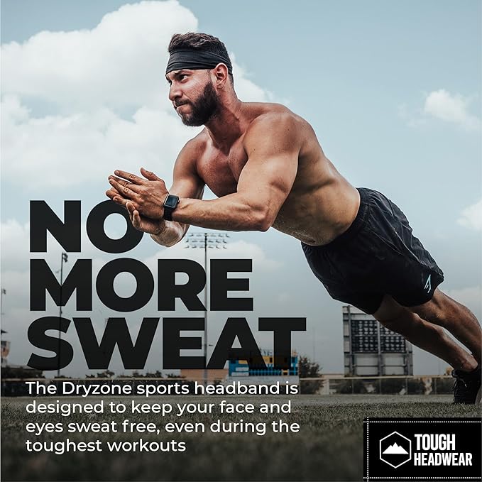Tough Headwear Tough Outfitters Headband for Men - Mens Headbands - Working Out Sports Performance Head Bands - Athletic Cycling Running Sweat Band, Football Headbands - Sweat Bands Men/Women
