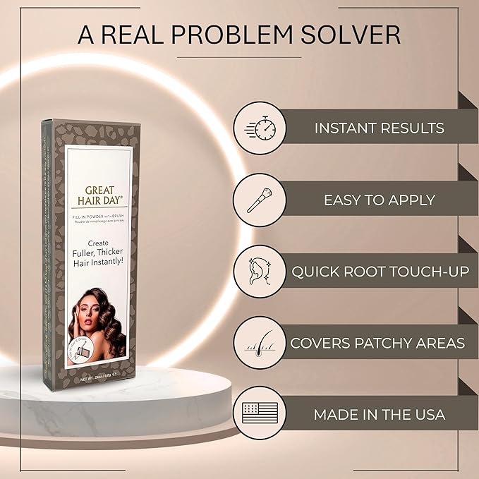 Joan Rivers Great Hair Day Root Touch Up Powder – Fill-in Powder for Thicker, Fuller Looking Hair (White)