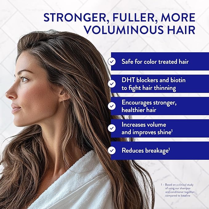 Routine Wellness Anti-Thinning Shampoo for Thinning Hair - Biotin DHT Blocker Women & Men - Color Safe Shampoo for Hair Loss & Healthy Hair - Lavender & Cedar - 14oz
