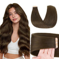 GOO GOO Tape in Hair Extensions Human Hair, #4H Light Chocolate Brown, 22inch 50g 20pcs, Skin Weft Seamless Invisible, Silky Straight with Thick Ends, Remy Human Hair