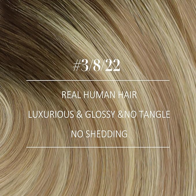 YoungSee Clip in Hair Extensions Human Hair Brown Ombre Clip in Human Hair Extensions Walnut Roots to Light Brown with Blonde Clip in Extensions Ease of Use 18Inch 7Pcs 120G