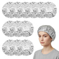 12 Pcs Aluminum Foil Deep Conditioning Hair Cap, Reusable Processing Heat Caps for Hair Elastic Silver Shower Caps for Home And Salon Use