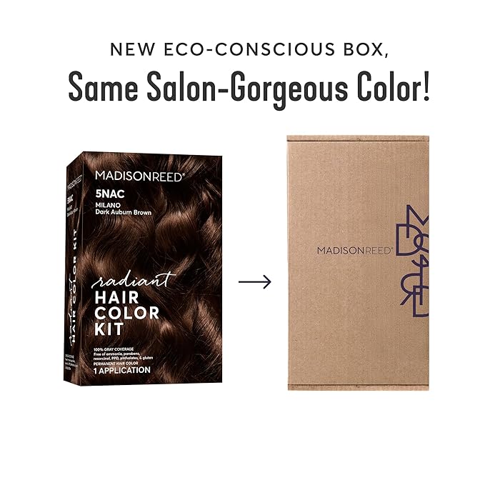 Madison Reed Radiant Hair Color Kit - 5NAC Dark Chocolate Brown with Copper-Auburn Undertones (Milano Brown), Dimensional Gray Hair Blending Permanent Hair Dye, PPD-Free & Ammonia-Free, 1 Pack